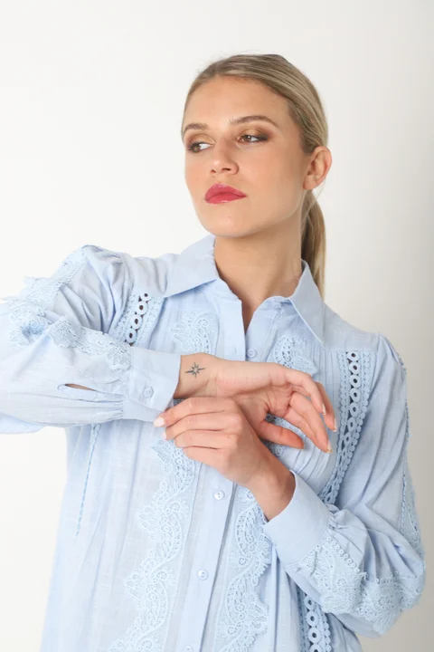 Camisa SYDNEY Lino Con Guipiur GU4109