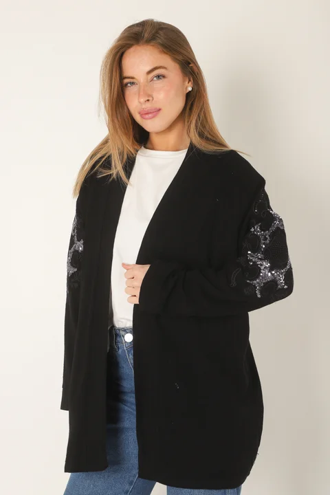 Kimono KEANE Lino Grueso Bordado c/ Lentejuelas GU94666