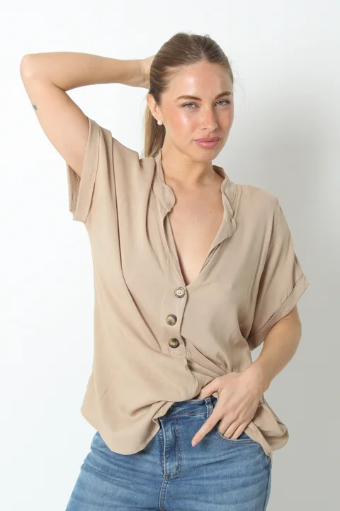 Blusa MIKONOS Simil Lino c/ Botones