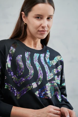 Buzo Crop Lentejuelas GUK70016 - Vista 3