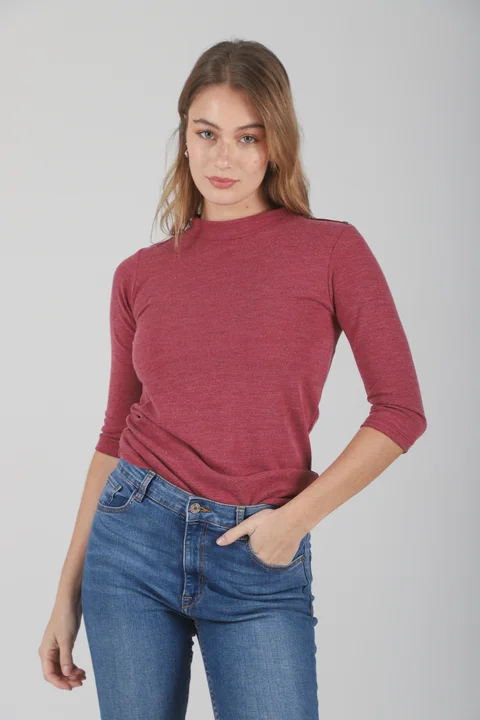 Remera Botones de Morley Elastizado