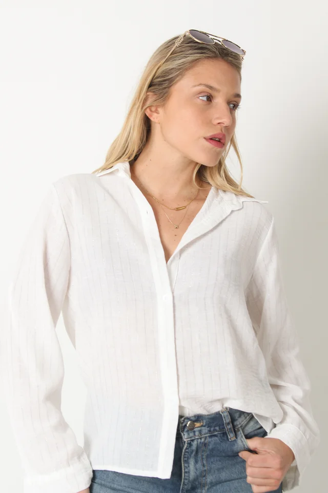 Camisa LINED LINO c/ Rayita de Lurex GU5156