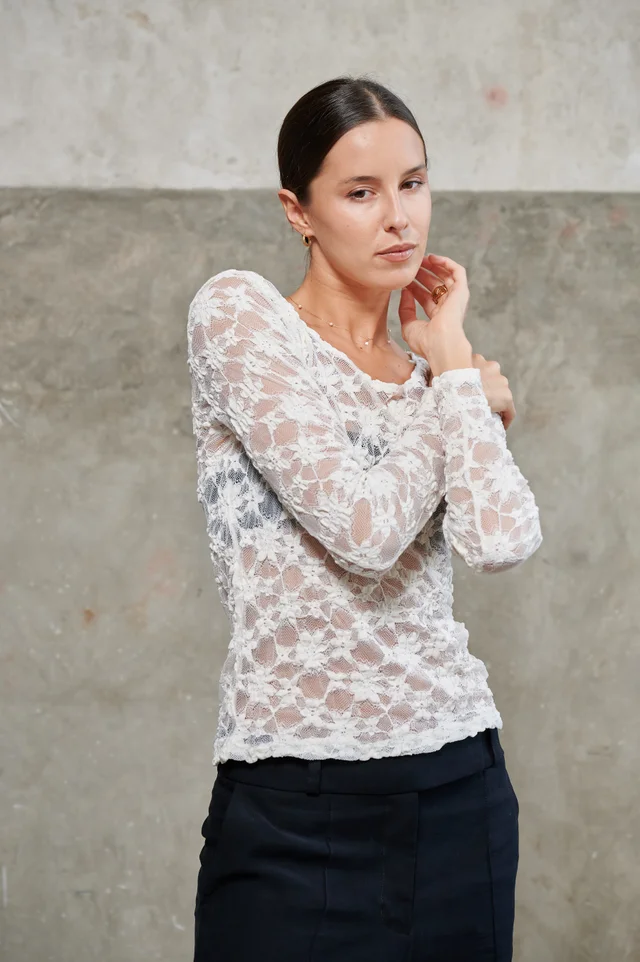 Remera Talia Encaje Elastizada GU5115