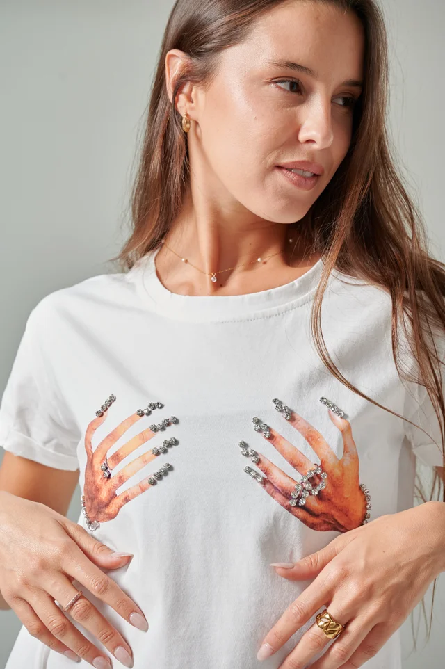 Remera Manitos con Brillos GU5098