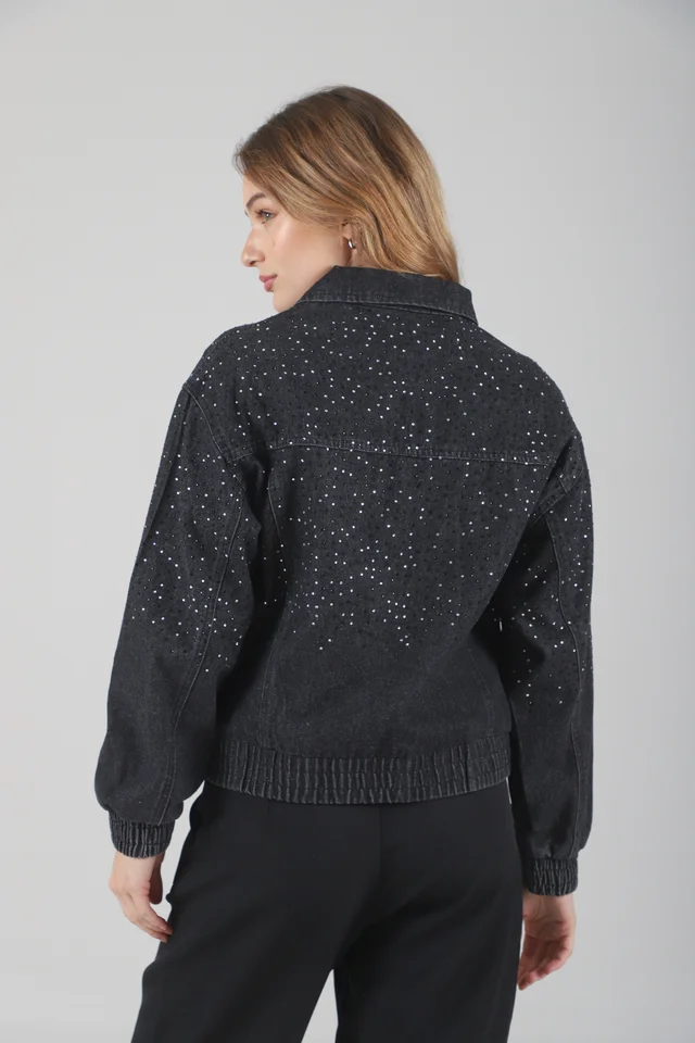 Campera Jean Vakz con Cierre y Strass  GU70014