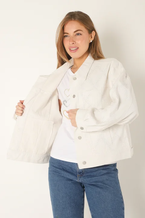 Campera Oversize Neti de Jean con Strass Tornasolado GUK4000