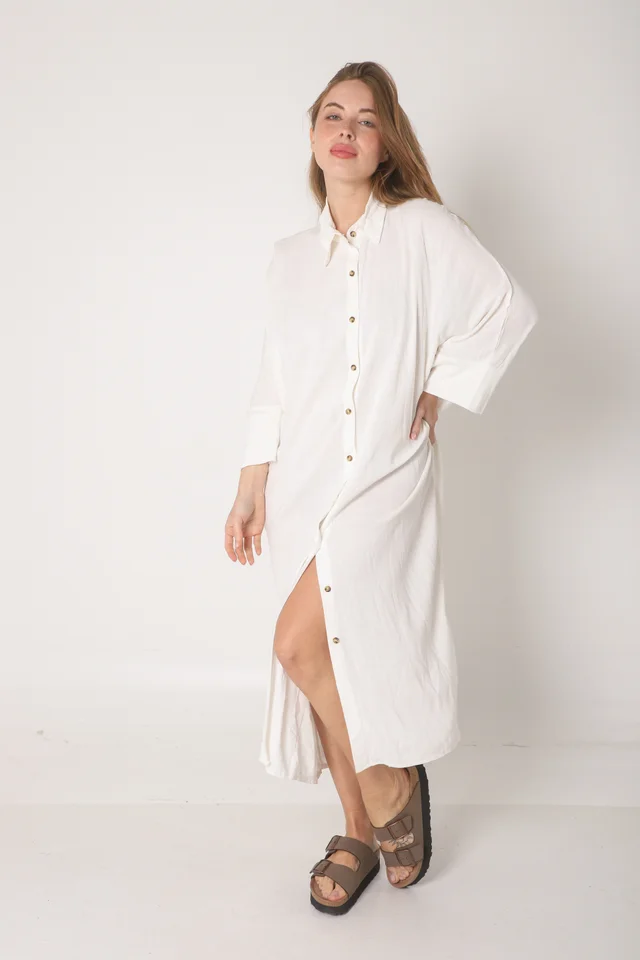 Vestido Camisero RAYSAR LINO C/ Bolsillos