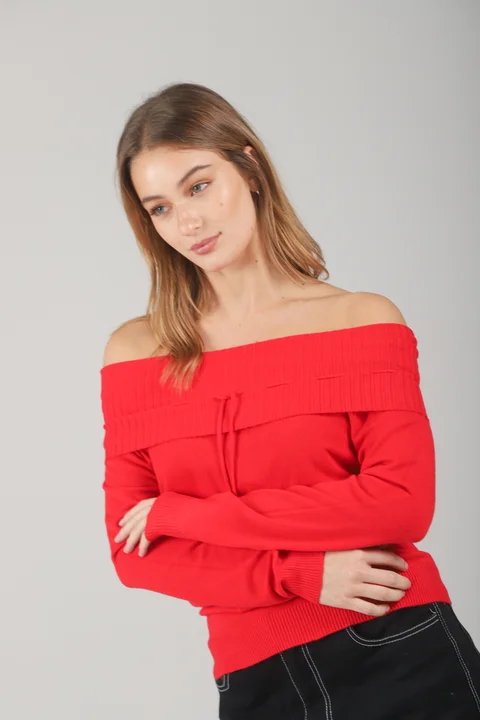 Sweater Kity Bremer Cuello Bote c/ Tira GU665