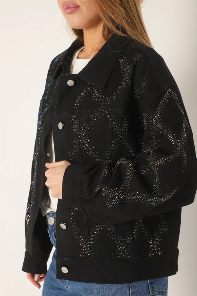 Campera Oversize Neti de Jean con Strass Tornasolado GUK4000