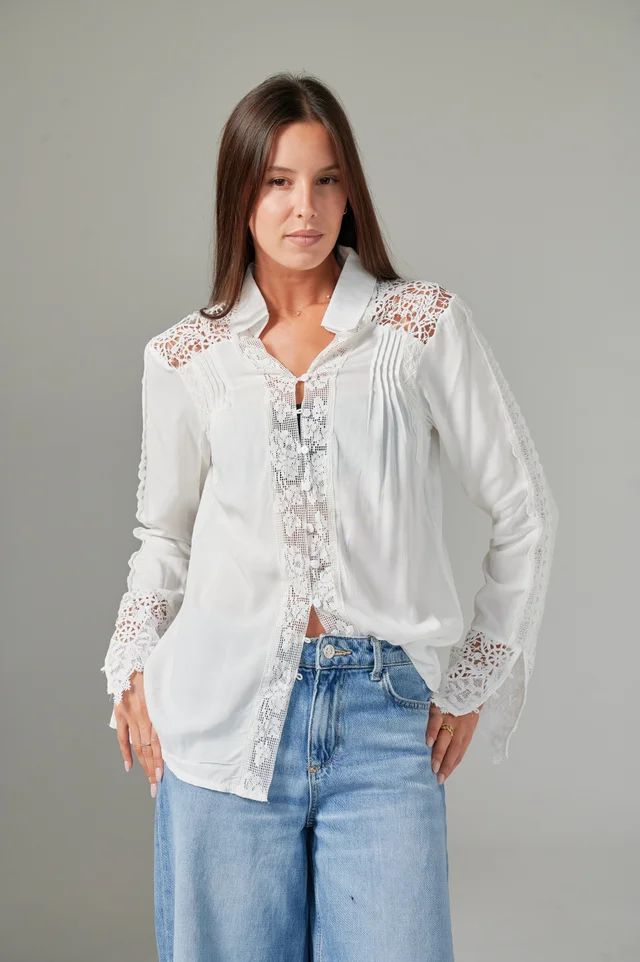 Camisa ZANETT Broderie con Encaje GUK61