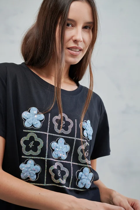 Remera Oversize Tateti con Brillos GU87351