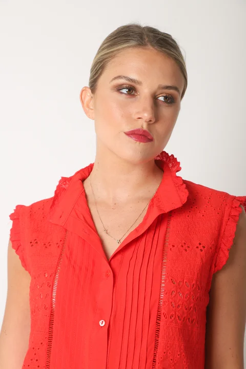 Camisa  Nori Broderie Sin Manga GUK4031