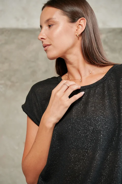 Remera Dana Hilo Flame con Lurex