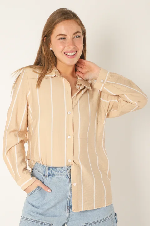 Camisa Freda Crepe Raya Intercalada