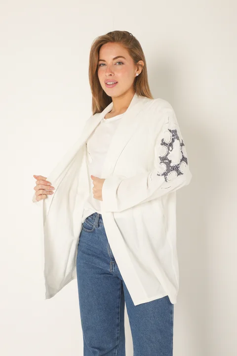Kimono KEANE Lino Grueso Bordado c/ Lentejuelas GU94666