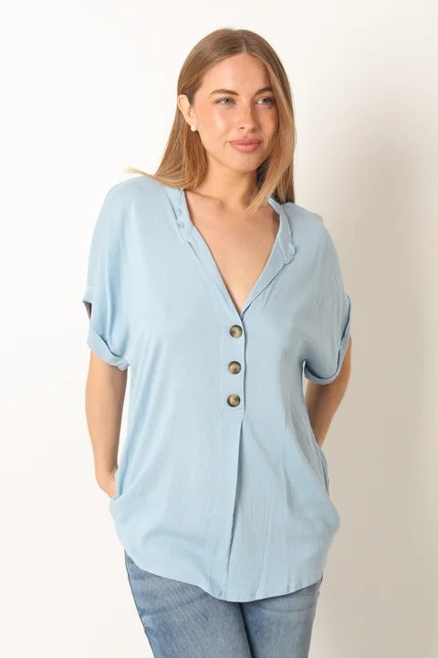 Blusa MIKONOS Simil Lino c/ Botones
