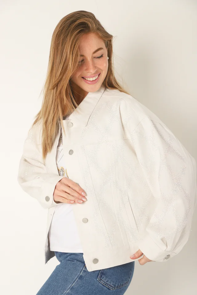 Campera Oversize Neti de Jean con Strass Tornasolado GUK4000