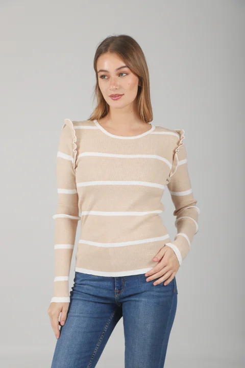 Sweater OHLALA Bremer Rayado c/Volados GUL660