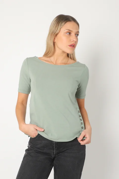 Remera OLALA Algodon c/ Lycra y Botones