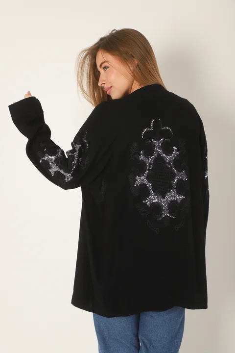 Kimono KEANE Lino Grueso Bordado c/ Lentejuelas GU94666