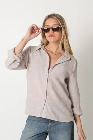 Camisa LINED LINO c/ Rayita de Lurex GU5156 - Vista 1