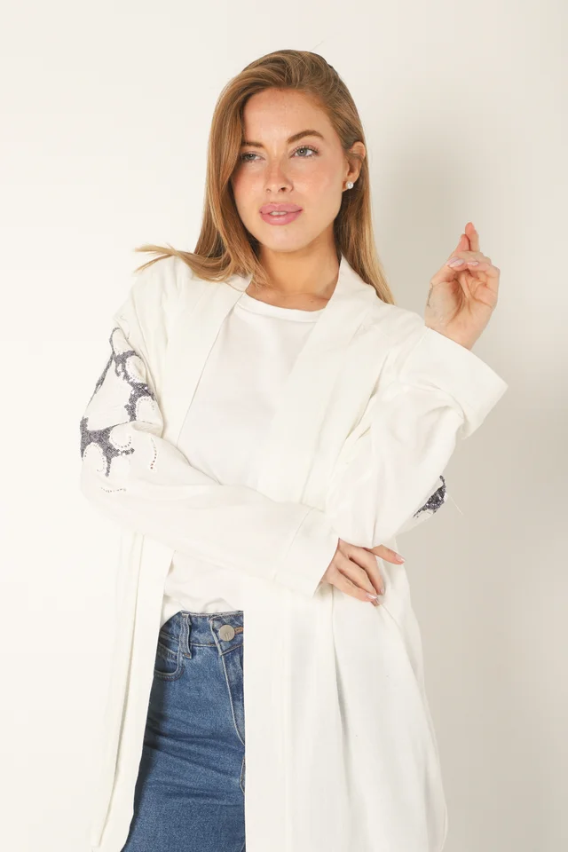 Kimono KEANE Lino Grueso Bordado c/ Lentejuelas GU94666