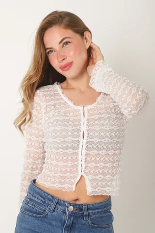 Blusa Top SALONIA ENCAJE ELASTIZADO GUK70075 - Vista 2