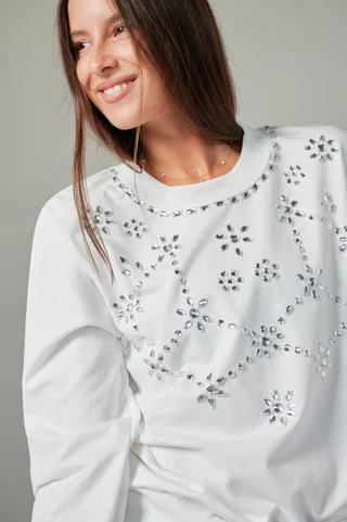 Buzo Boho Bordado con Piedras GUK4114 - Vista 5