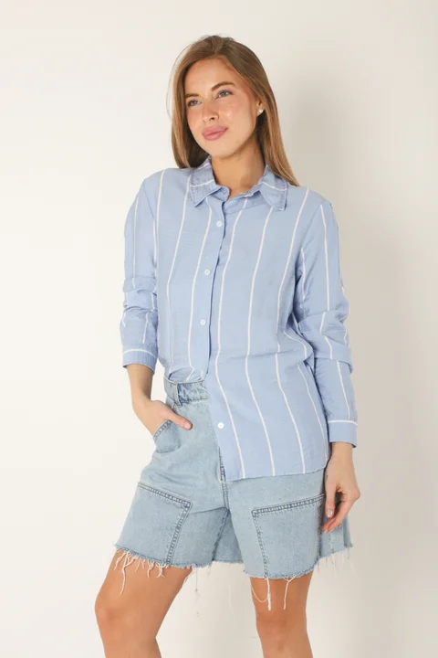 Camisa Freda Crepe Raya Intercalada