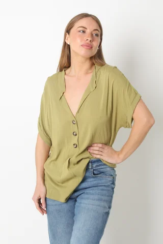 Blusa MIKONOS Simil Lino c/ Botones - Vista 4