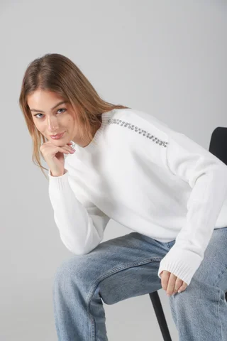 Sweater EIFFEL Tejido Grueso con Piedras GUL651 - Vista 2