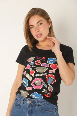 Remera GIRLS BOQUITAS c/ Brillos GU35640 - Vista 2