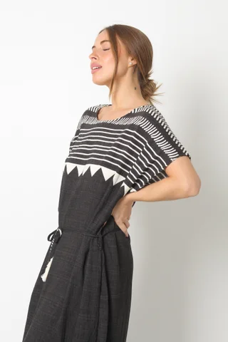 Vestido SEGOVIA LINO ETHIOPIAN Con Lazo GU5767 - Vista 3