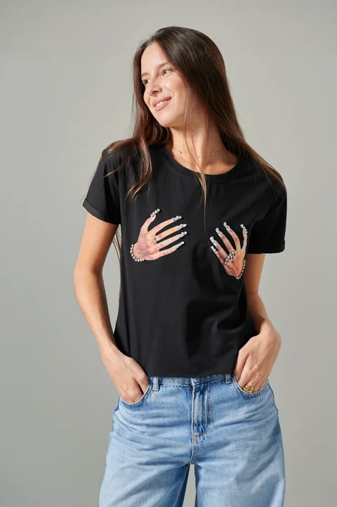 Remera Manitos con Brillos GU5098