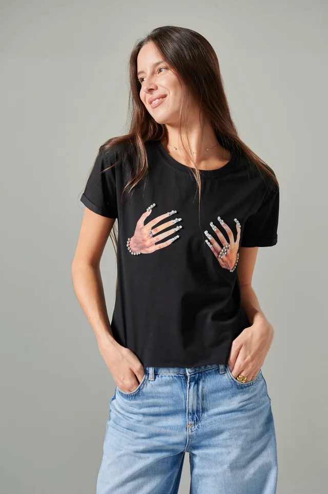 Remera Manitos con Brillos GU5098