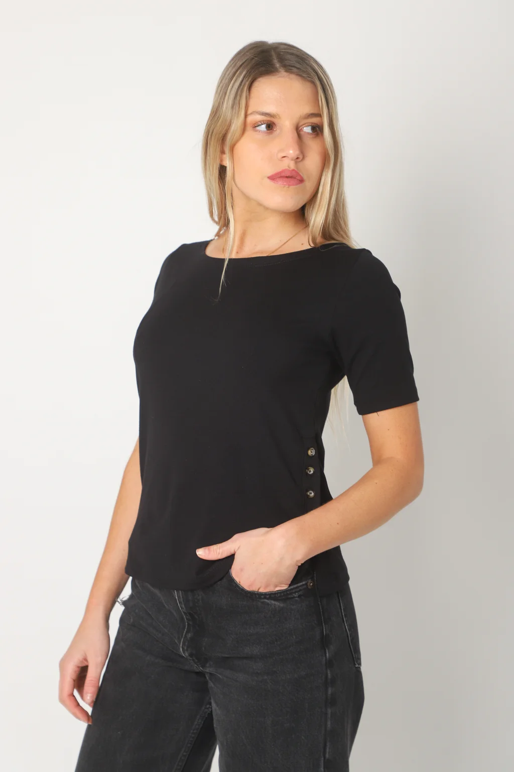 Remera OLALA Algodon c/ Lycra y Botones