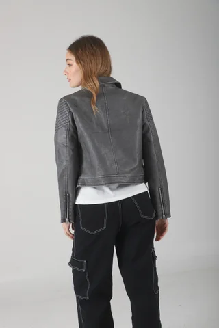 Campera Cartney Grey Cruzada Eco Cuero GU78304 - Vista 4