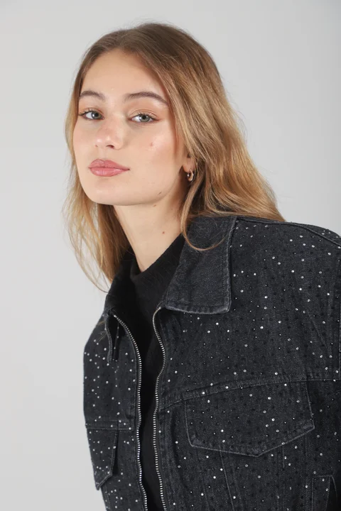 Campera Jean Vakz con Cierre y Strass  GU70014