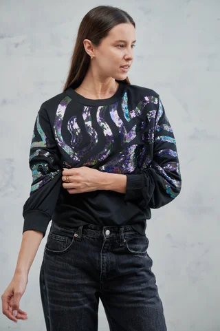 Buzo Crop Lentejuelas GUK70016 - Vista 2