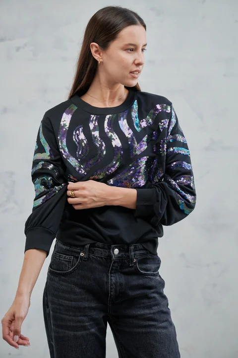 Buzo Crop Lentejuelas GUK70016