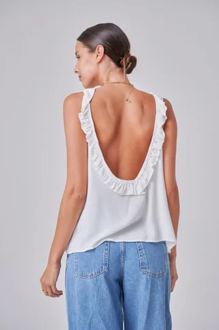 Musculosa Creppe Bretel con Volados - Vista 3