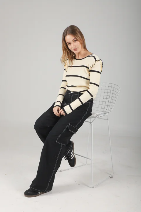 Sweater OHLALA Bremer Rayado c/Volados GUL660