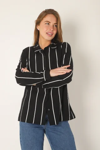 Camisa Freda Crepe Raya Intercalada - Vista 4