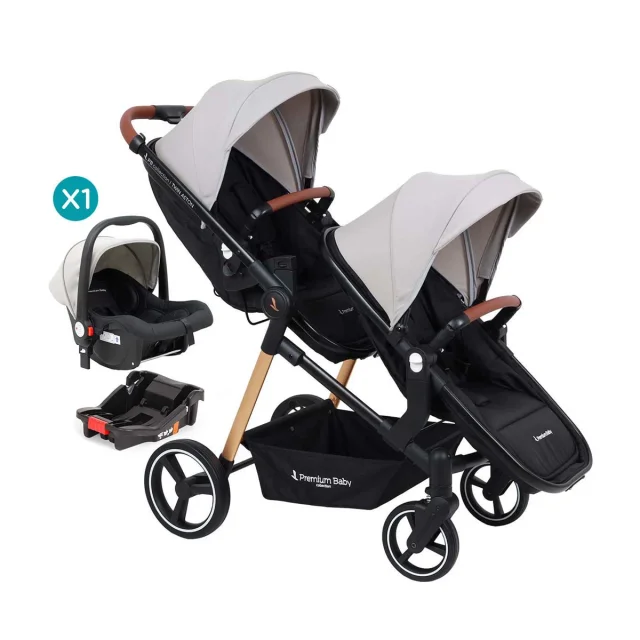 Cochecito doble Aston Twin 2 en 1 - Travel con base x1