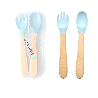 Tenedor y cuchara Bambú y silicona - Vista 2