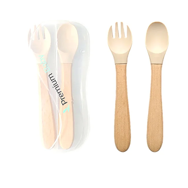 Tenedor y cuchara Bambú y silicona
