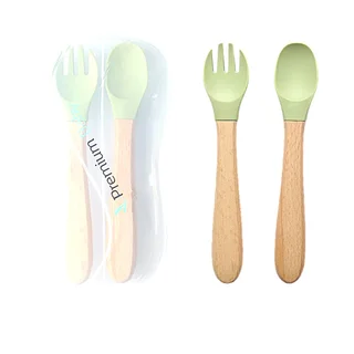 Tenedor y cuchara Bambú y silicona - Vista 3