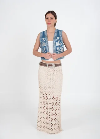 Falda tejida crochet con cierre - Vista 6