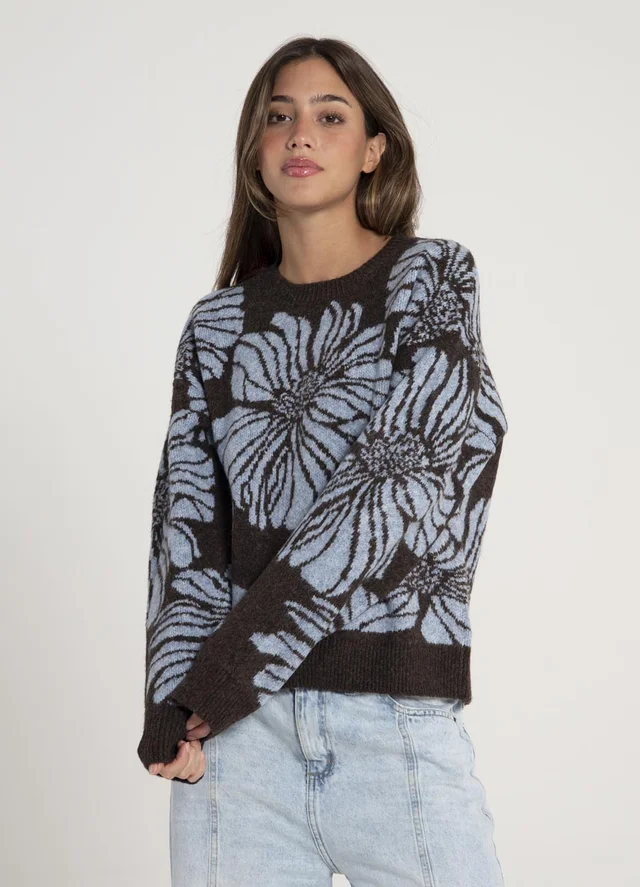 Sweater estampado flores grandes 