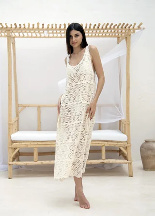 Vestido musculosa crochet con recortes  - Vista 2